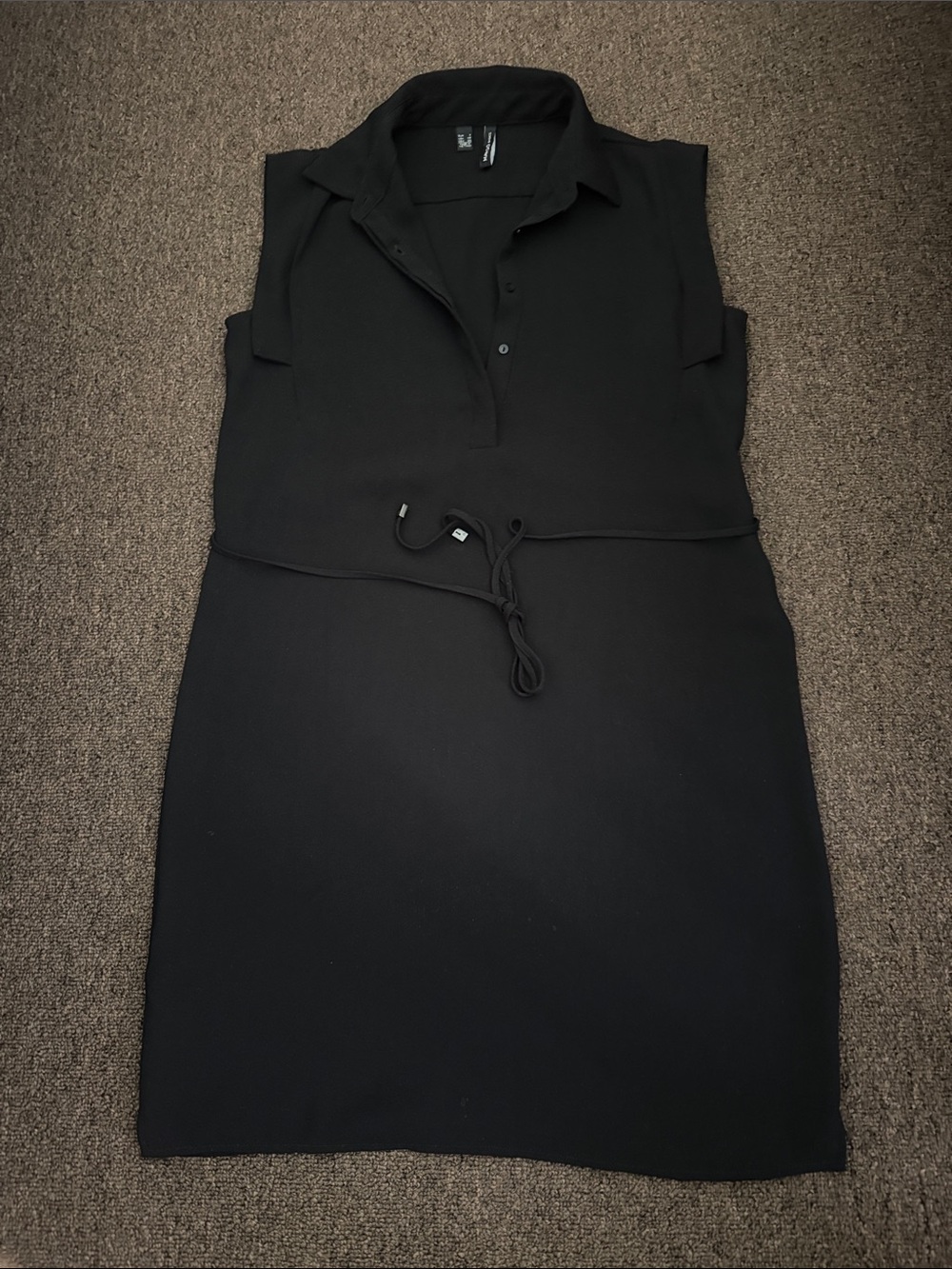 Mango Black Sleeveless Polo Drawstring Mini Dress